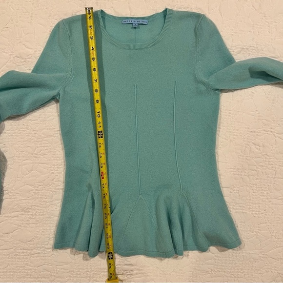 100% Cashmere Antonio Melani Peplum Sweater Blue Womens Small - Picture 7 of 8